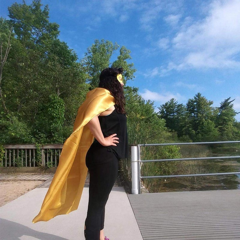 D.Q.Z Super Hero Capes and Masks for Adults Superhero Dress Up Halloween Costume Team Spirit Day Party Favors (Gold) - Image 3